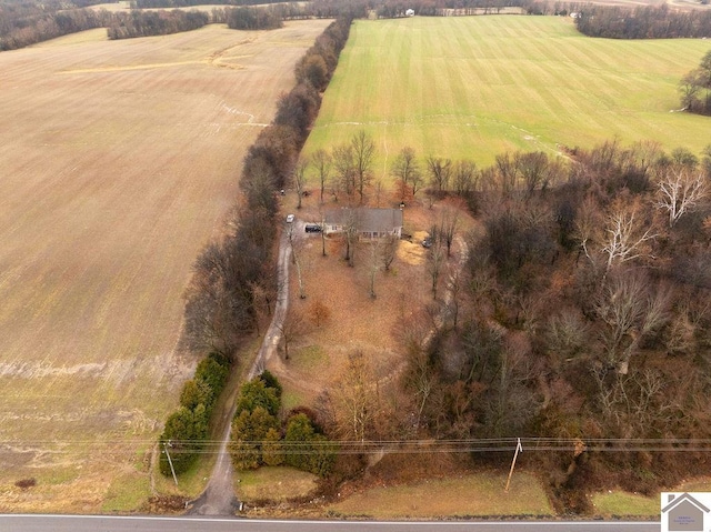 drone / aerial view with a rural view