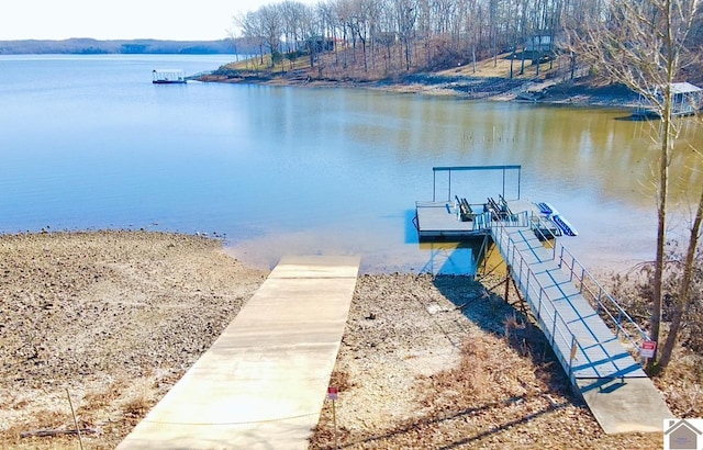 dock area featuring a water view