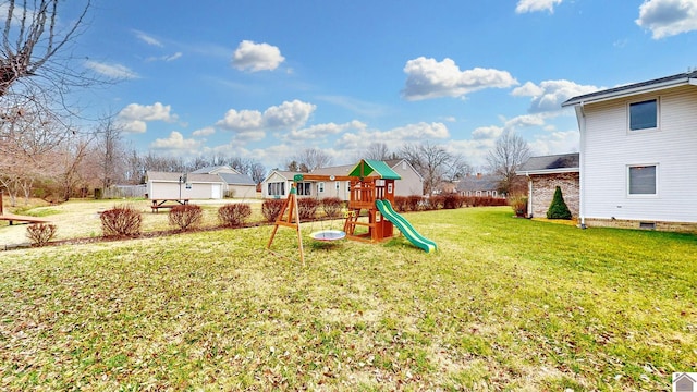 view of playground featuring a yard