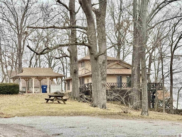 view of front of property with a gazebo