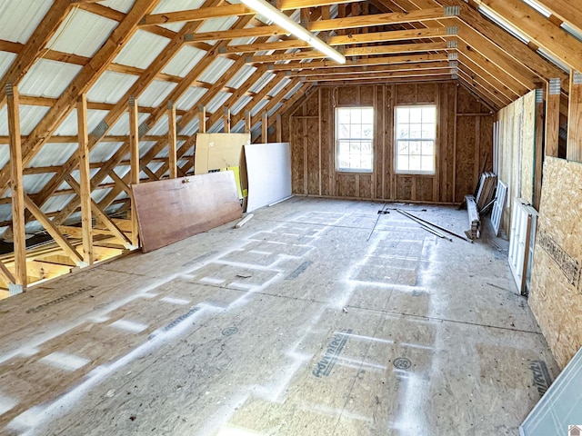 view of unfinished attic