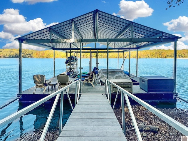 dock area featuring a water view