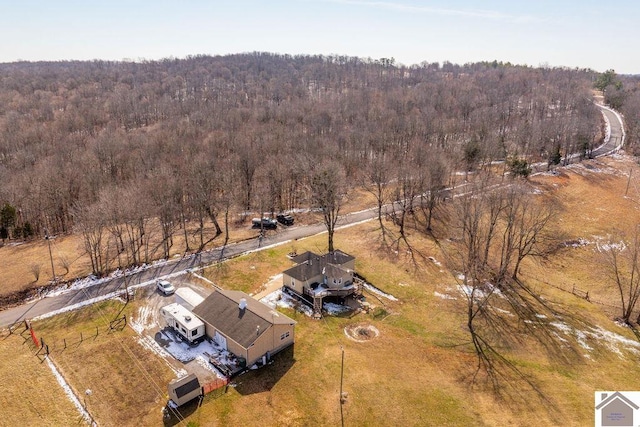 bird's eye view with a rural view and a forest view