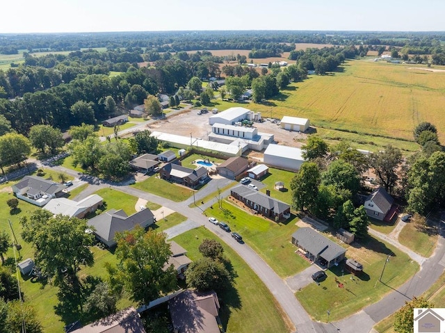 birds eye view of property featuring a rural view