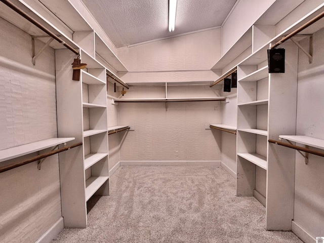 walk in closet with carpet