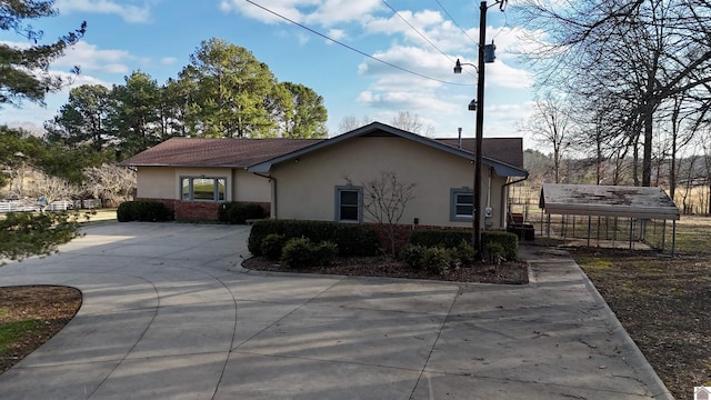 view of home's exterior featuring stucco siding