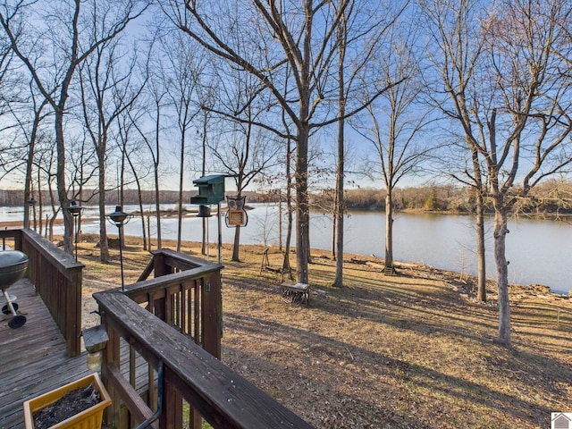 deck with a water view