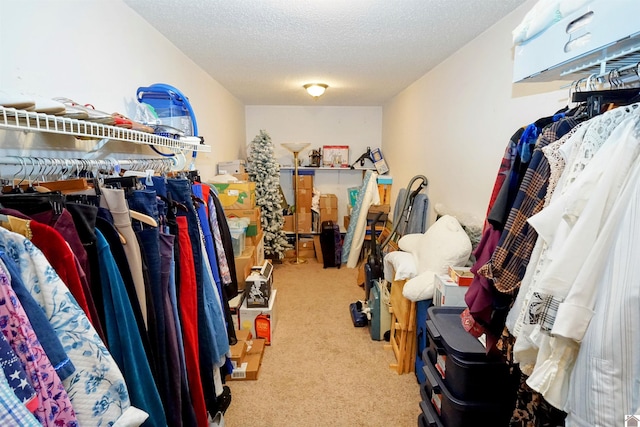 walk in closet with carpet