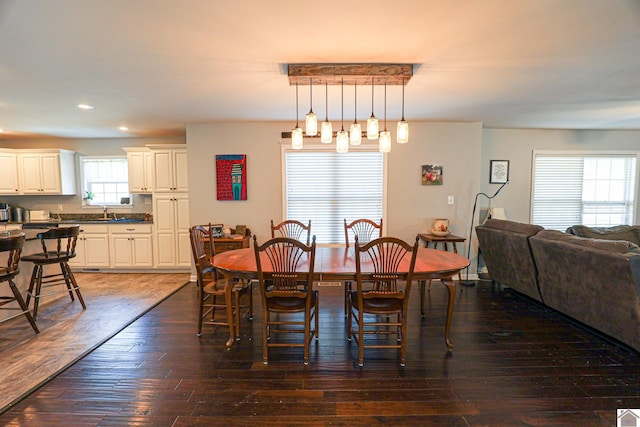 3929 Griggstown Rd, Calvert City, KY 42029 - dining area with dark wood-type flooring and recessed lighting