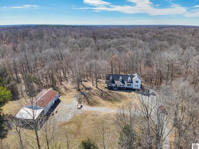 drone / aerial view with a forest view