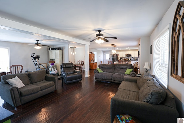 3929 Griggstown Rd, Calvert City, KY 42029 - living area with ceiling fan and dark wood finished floors