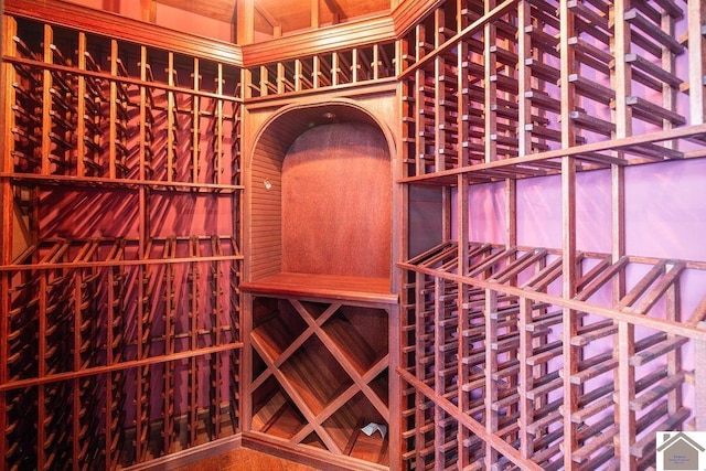 view of wine cellar