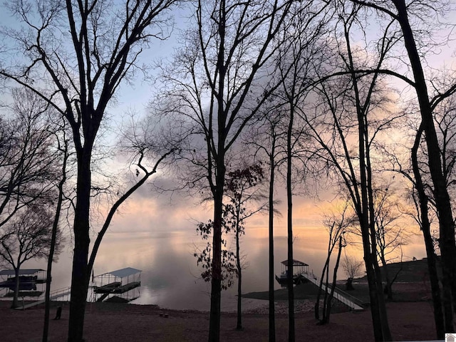 water view with a boat dock