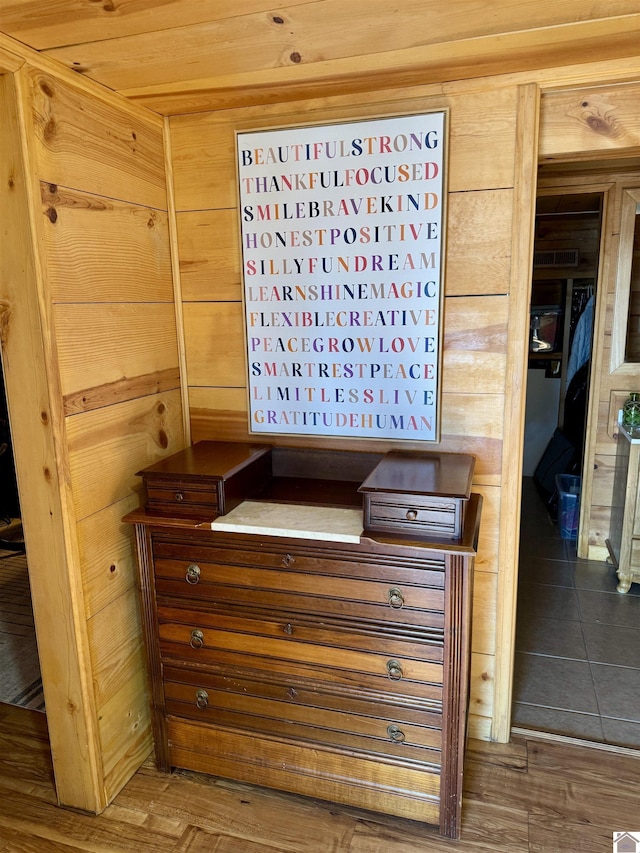 room details with wood walls