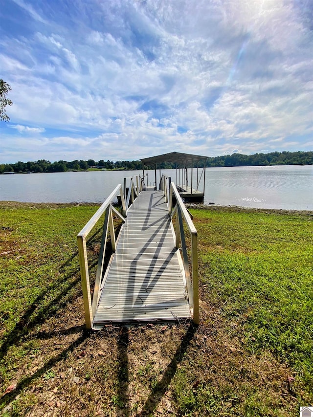 dock area featuring a water view