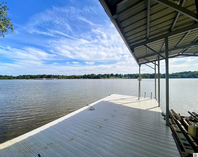 dock area featuring a water view