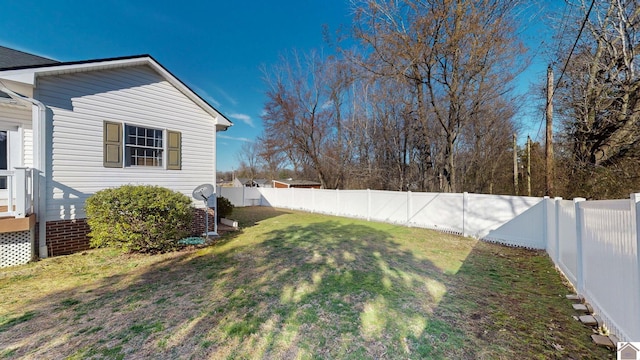 view of yard with a fenced backyard