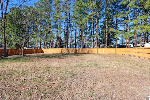 view of yard featuring a fenced backyard