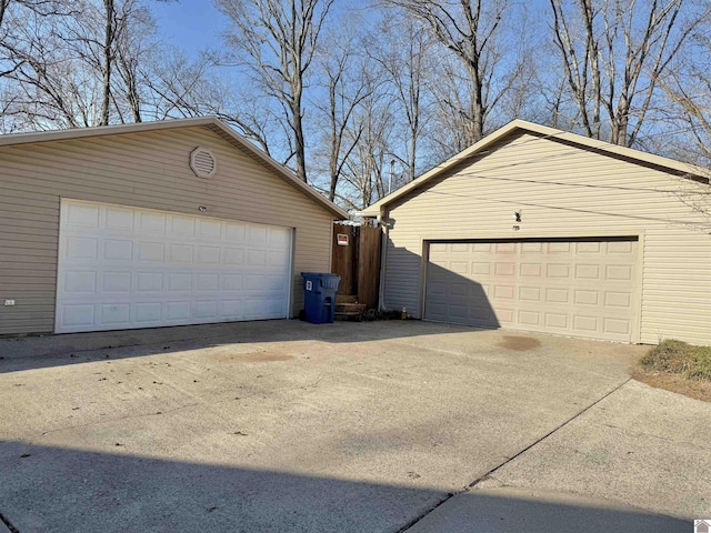 view of detached garage