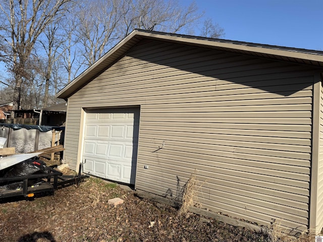 view of detached garage