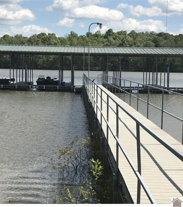 view of dock featuring a water view