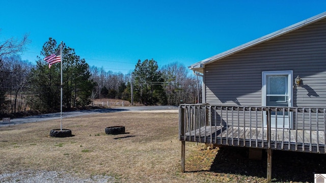 view of yard with a deck