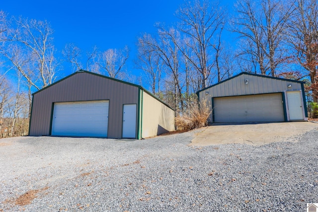 view of detached garage