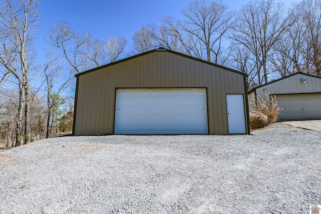 view of detached garage