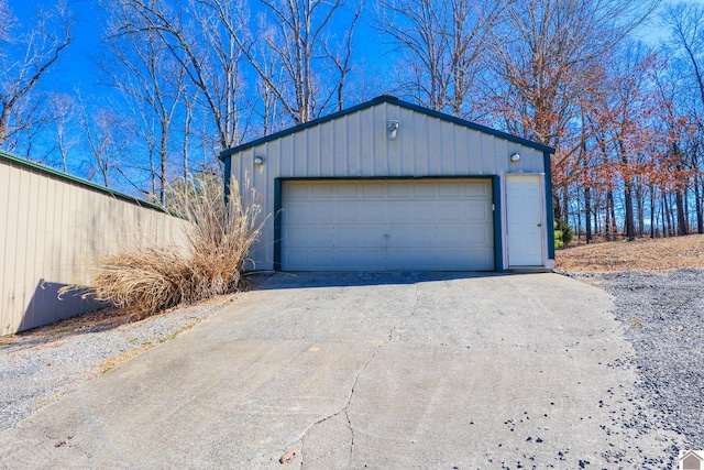 view of detached garage