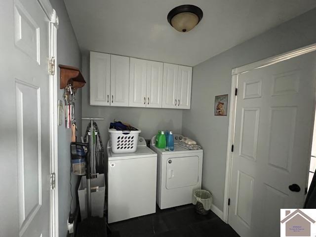 laundry area featuring washer and dryer and cabinet space