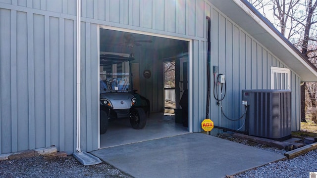 garage featuring central AC unit