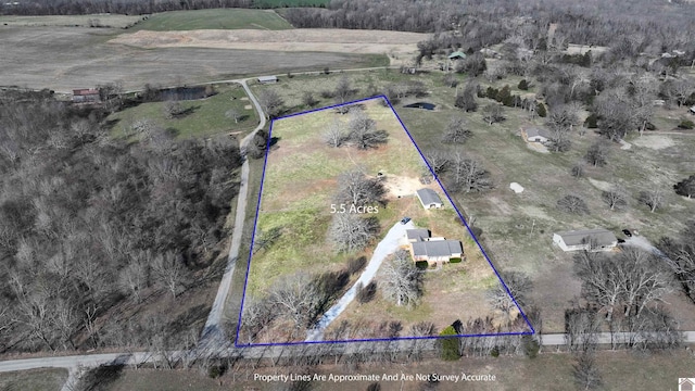 bird's eye view with a rural view