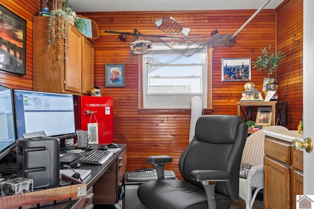 office with wooden walls