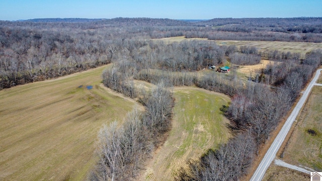 birds eye view of property featuring a rural view