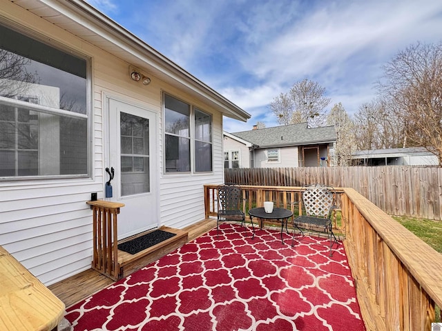deck featuring fence