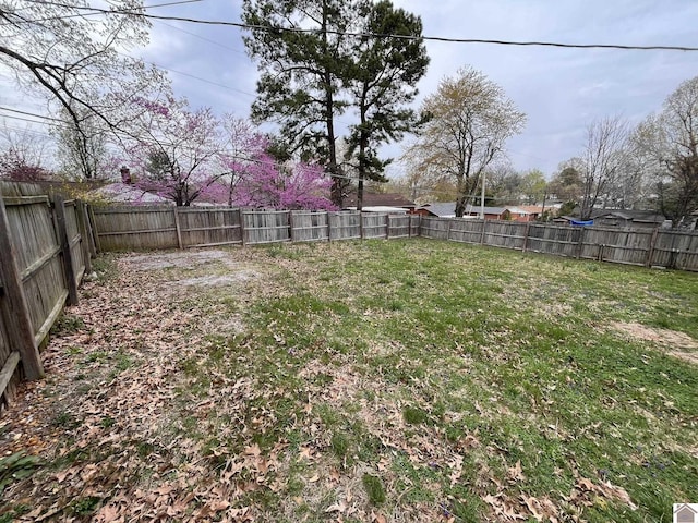 view of yard featuring a fenced backyard