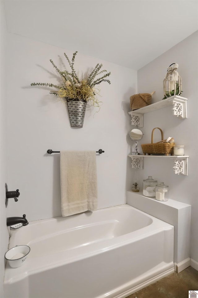bathroom with a garden tub