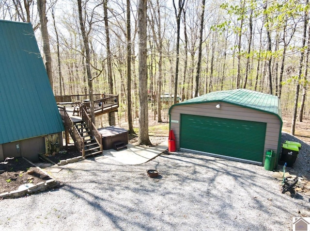 view of detached garage