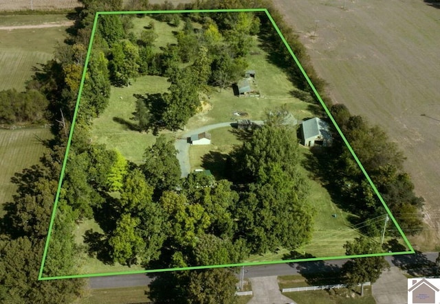 aerial view with a rural view