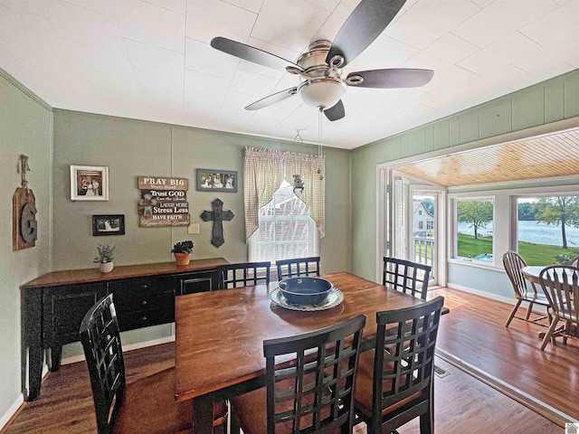 201 Blue River Rd, Cadiz, KY 42211 - dining area with ceiling fan, baseboards, and wood finished floors