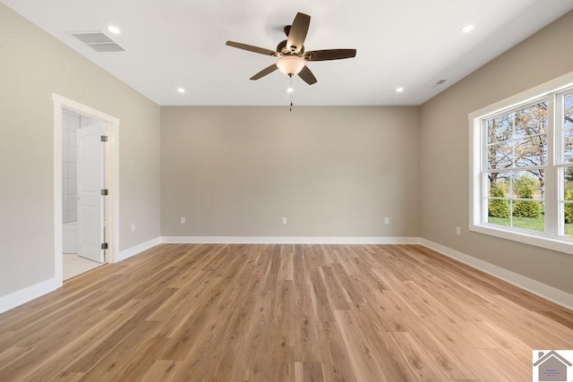 102 Ironwood Dr, Murray, KY 42071 - unfurnished room with baseboards, a ceiling fan, light wood finished floors, and visible vents