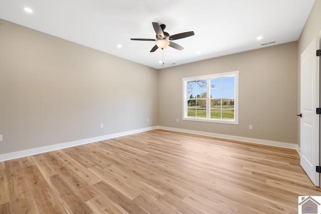 102 Ironwood Dr, Murray, KY 42071 - unfurnished room featuring ceiling fan, baseboards, light wood finished floors, and visible vents