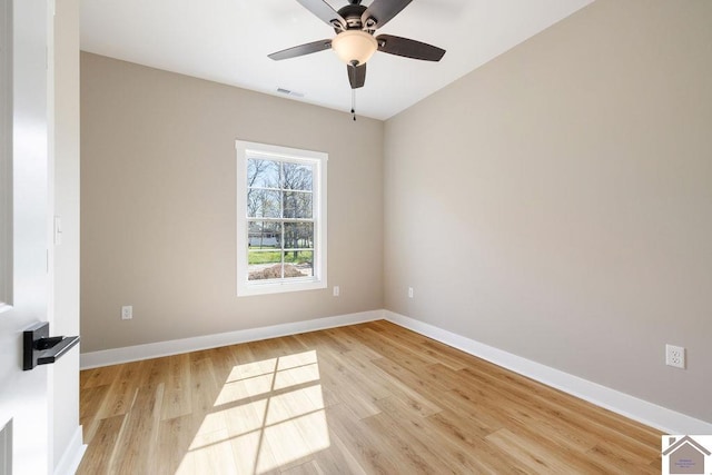 102 Ironwood Dr, Murray, KY 42071 - spare room with baseboards, light wood-style flooring, visible vents, and ceiling fan
