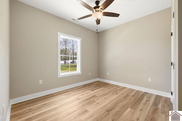 102 Ironwood Dr, Murray, KY 42071 - unfurnished room featuring baseboards, a ceiling fan, visible vents, and light wood-style flooring