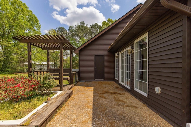 exterior space featuring a pergola