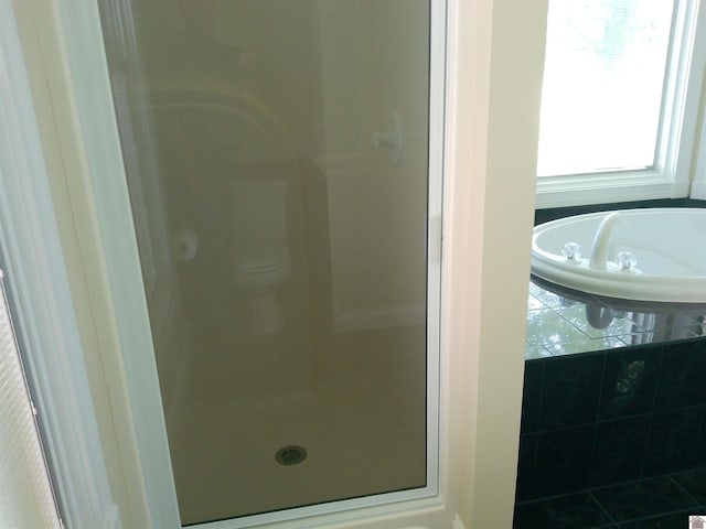 bathroom with a stall shower
