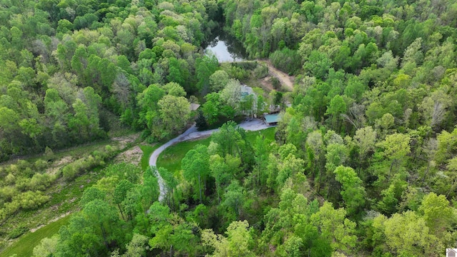aerial view featuring a forest view