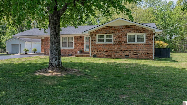 899 Fairview St, Benton, KY 42025 - ranch-style house with a front yard, driveway, crawl space, and brick siding