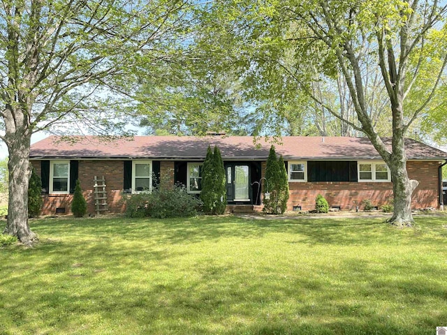 11189 E State Route 94, Murray, KY 42071 - ranch-style house with brick siding, a front lawn, and crawl space