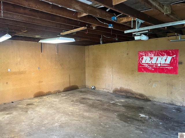 view of unfinished basement